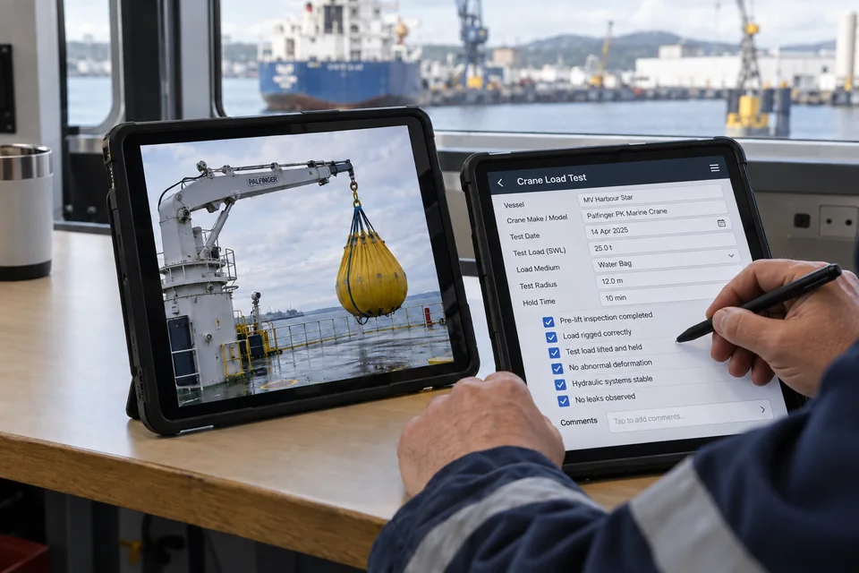 Water-bag load test and equipment-specific digital record